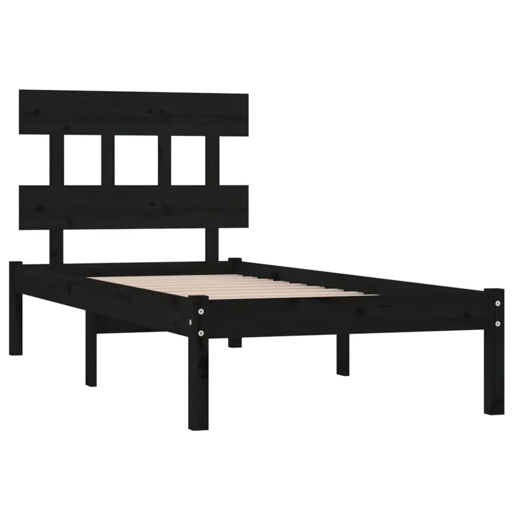 Estrutura de cama 100x200 cm madeira maciç preto