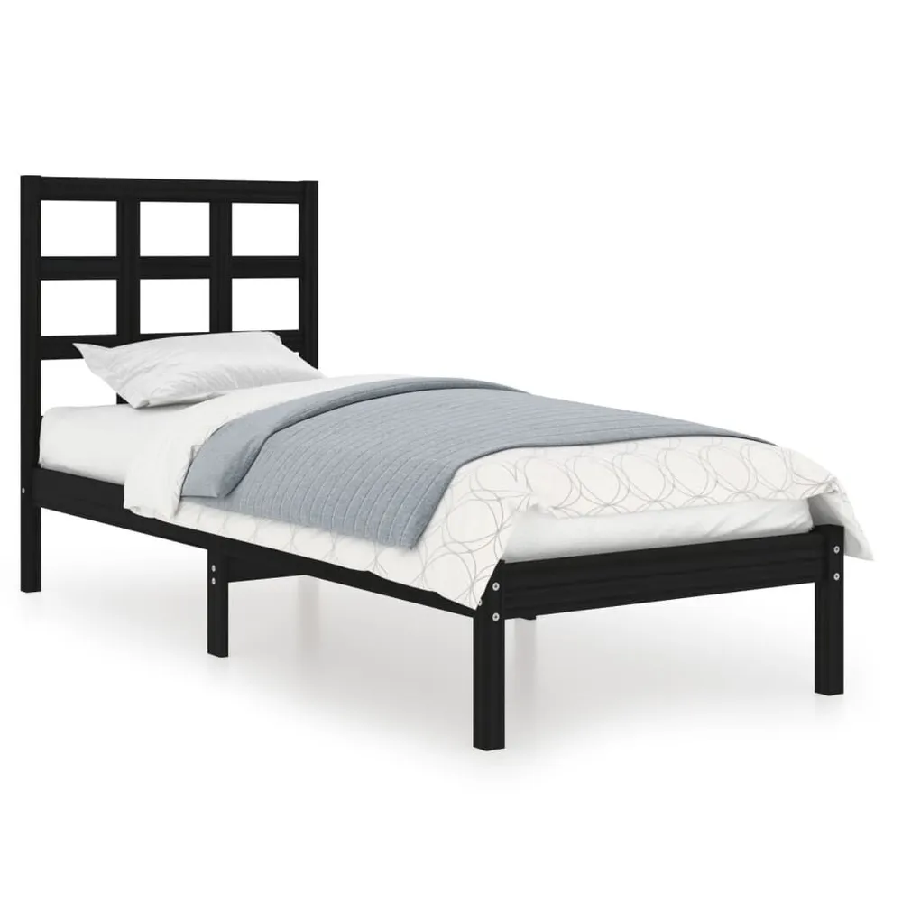 Estrutura de cama 100x200 cm madeira maciç preto
