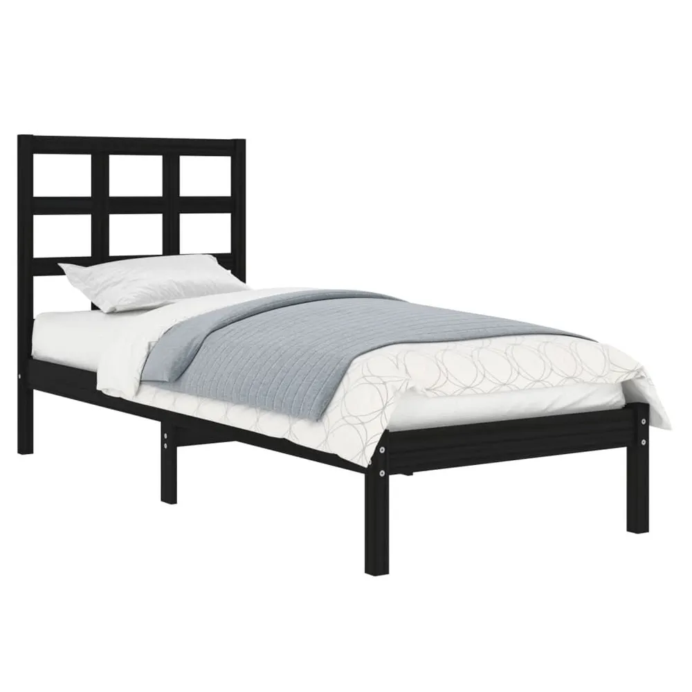 Estrutura de cama 100x200 cm madeira maciç preto