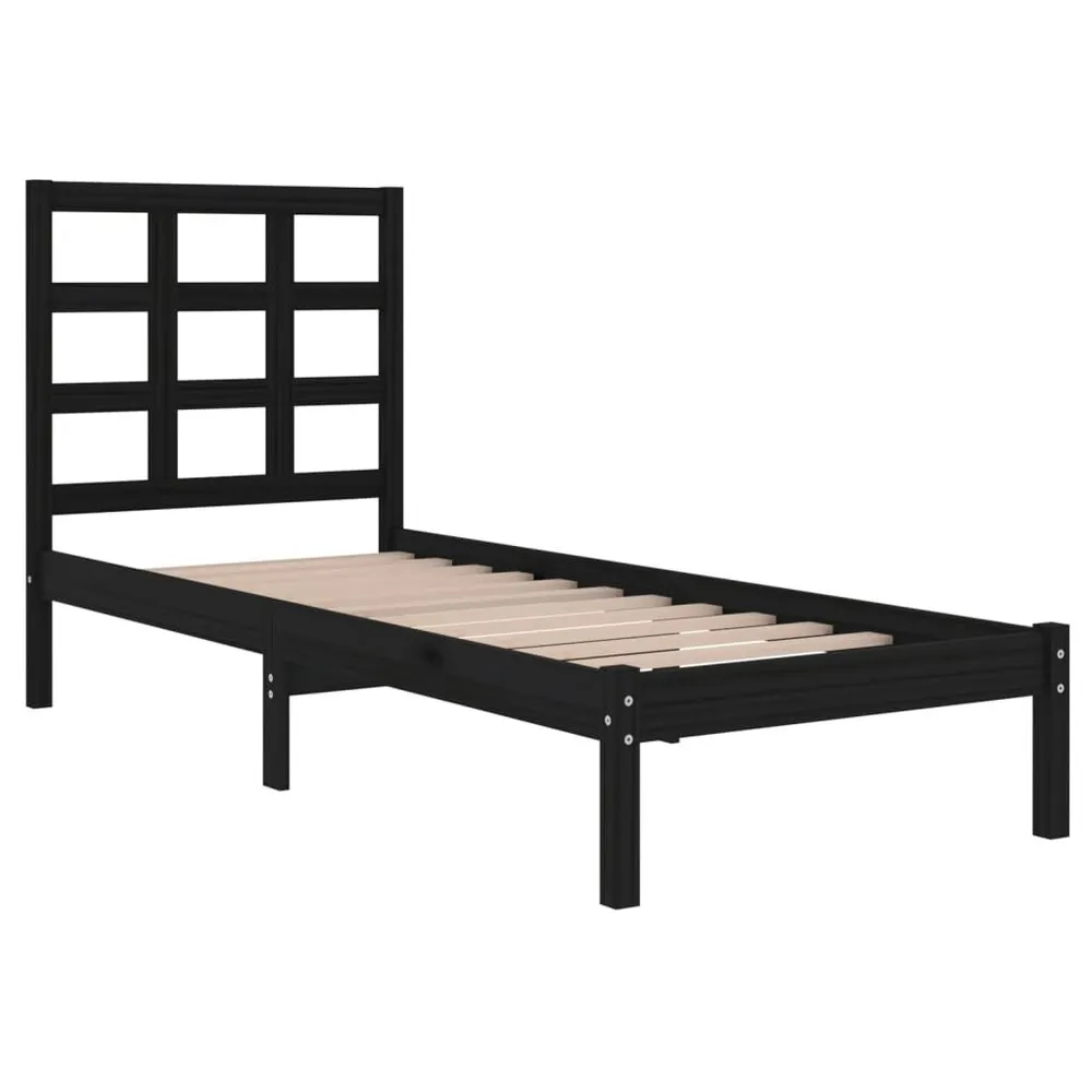 Estrutura de cama 100x200 cm madeira maciç preto