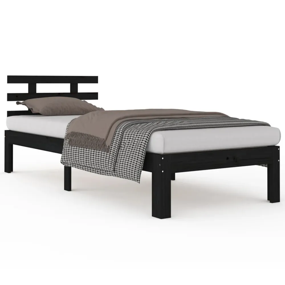 Estrutura de cama 100x200 cm madeira maciç preto
