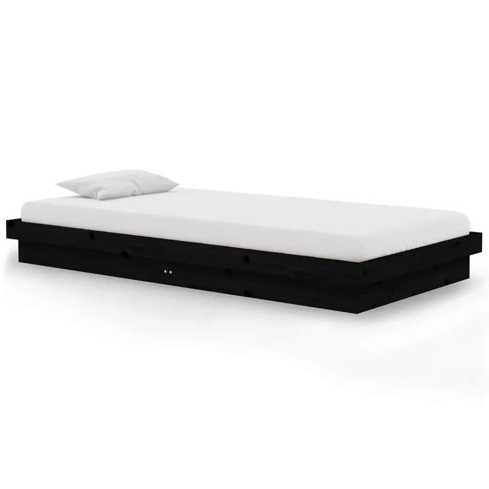 Estrutura de cama 100x200 cm madeira maciç preto