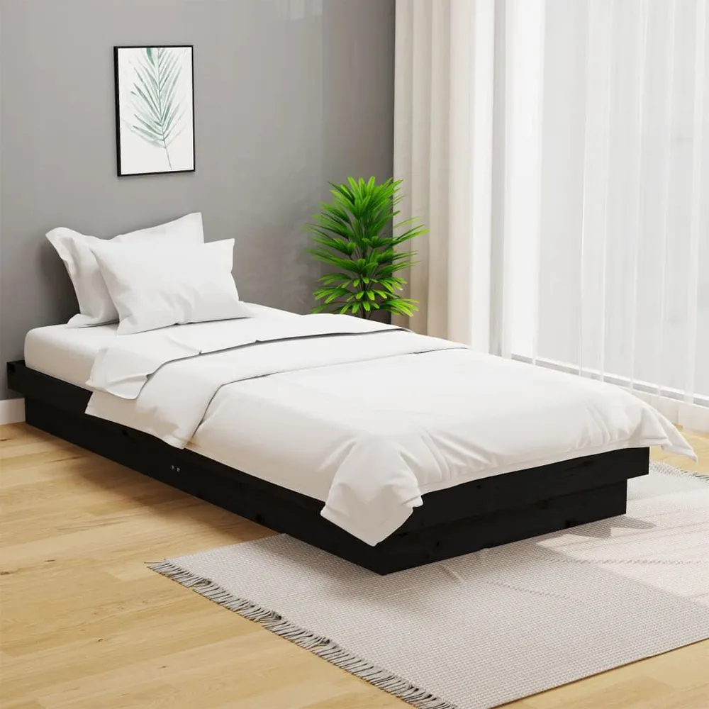 Estrutura de cama 100x200 cm madeira maciç preto