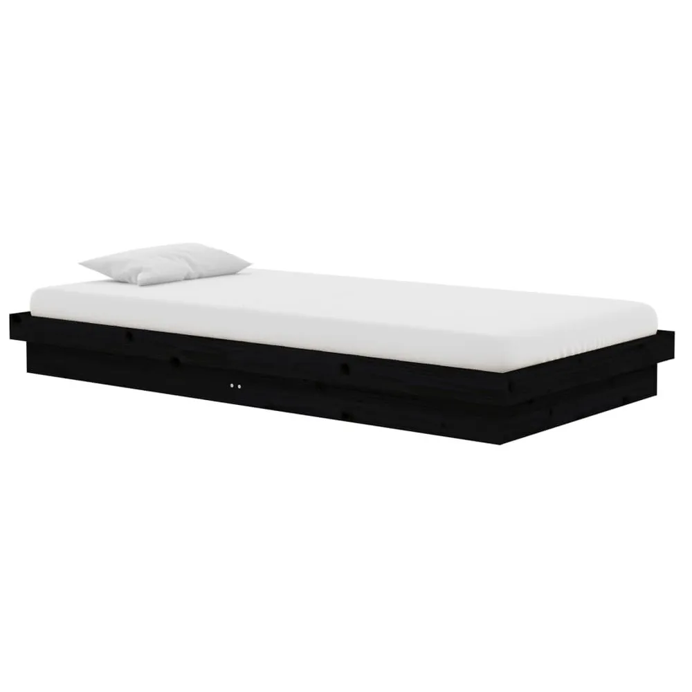 Estrutura de cama 100x200 cm madeira maciç preto