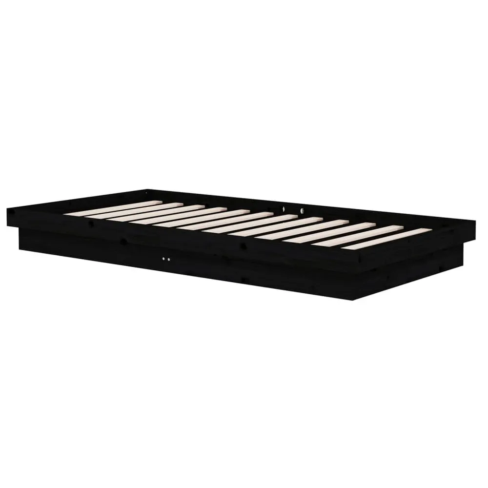 Estrutura de cama 100x200 cm madeira maciç preto