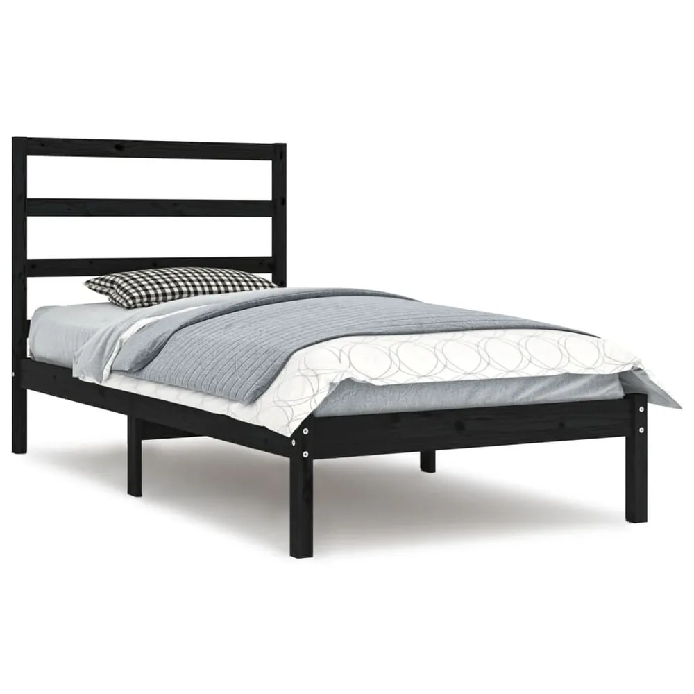 Estrutura de cama 100x200 cm madeira de pinho maciç preto