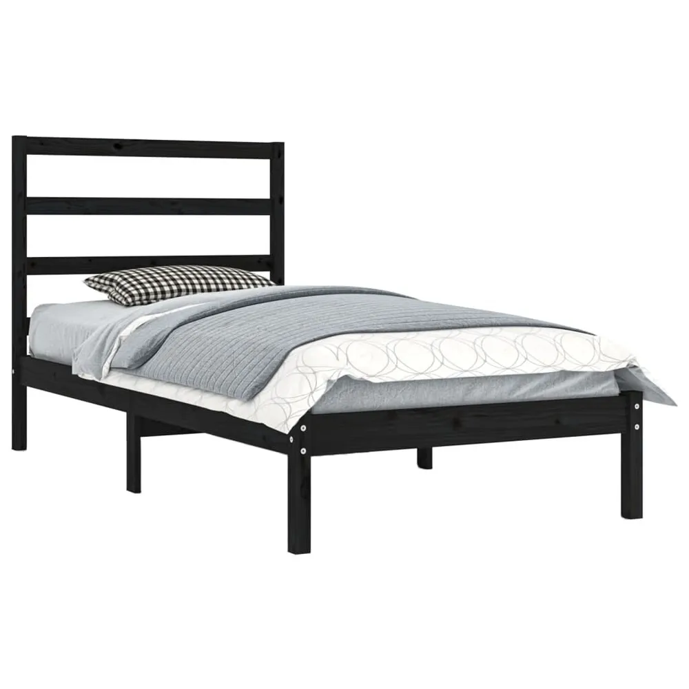 Estrutura de cama 100x200 cm madeira de pinho maciç preto