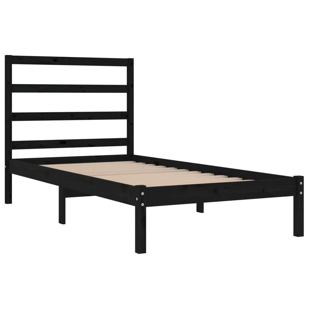 Estrutura de cama 100x200 cm madeira de pinho maciç preto