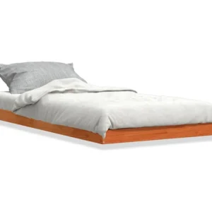 Estrutura de cama 100x200 cm madeira pinho maciç castanho cera
