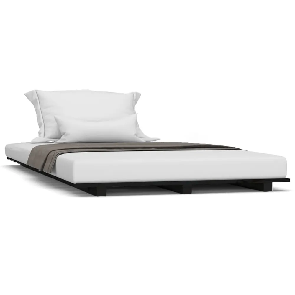 Estrutura de cama 100x200 cm madeira de pinho maciç preto