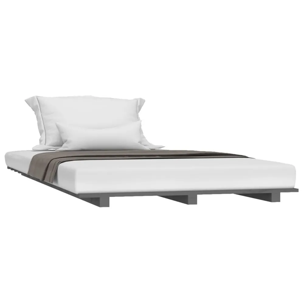 Estrutura de cama 100x200 cm madeira de pinho maciç cinzento