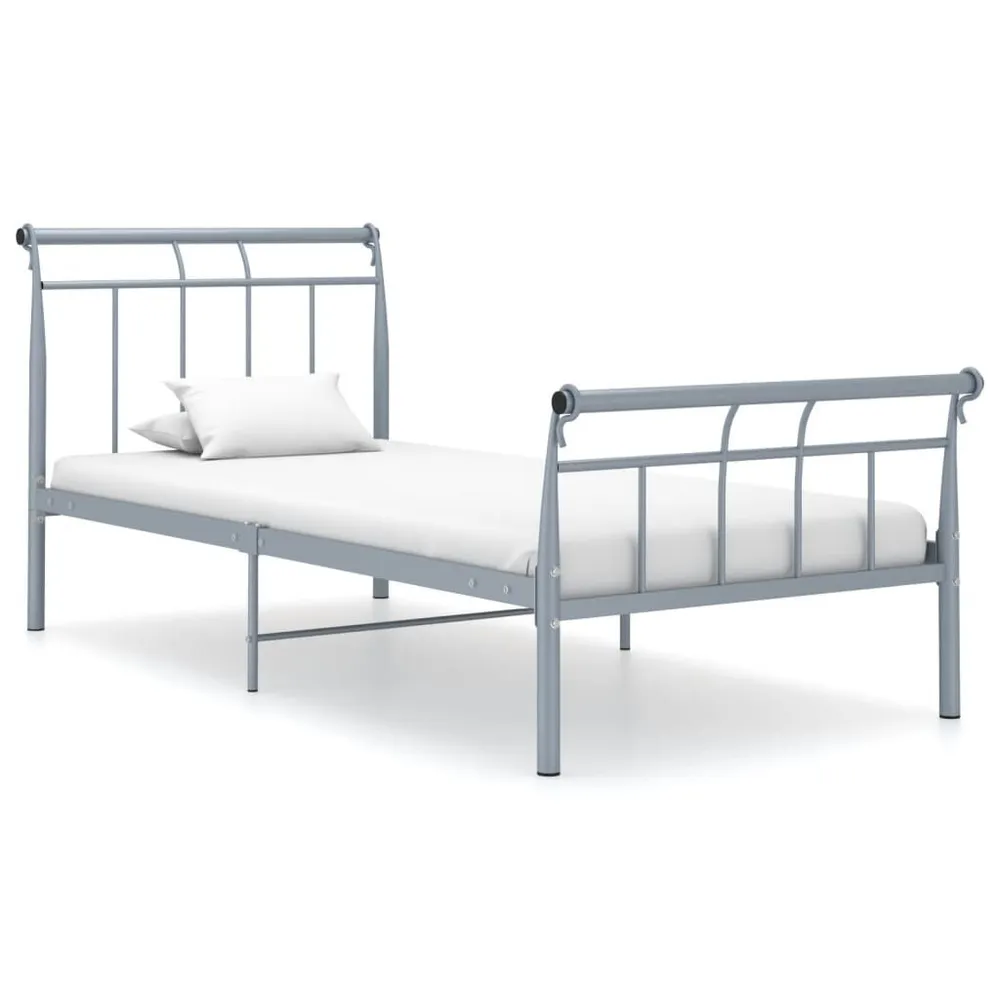 Estrutura de cama 100x200 cm metálico cinzento