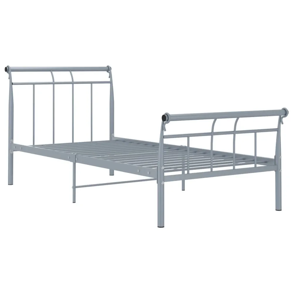 Estrutura de cama 100x200 cm metálico cinzento