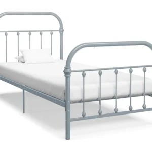 Estrutura de cama 100x200 cm metálico cinzento