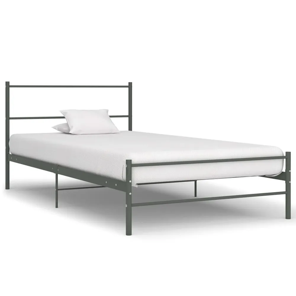 Estrutura de cama 100x200 cm metálico cinzento