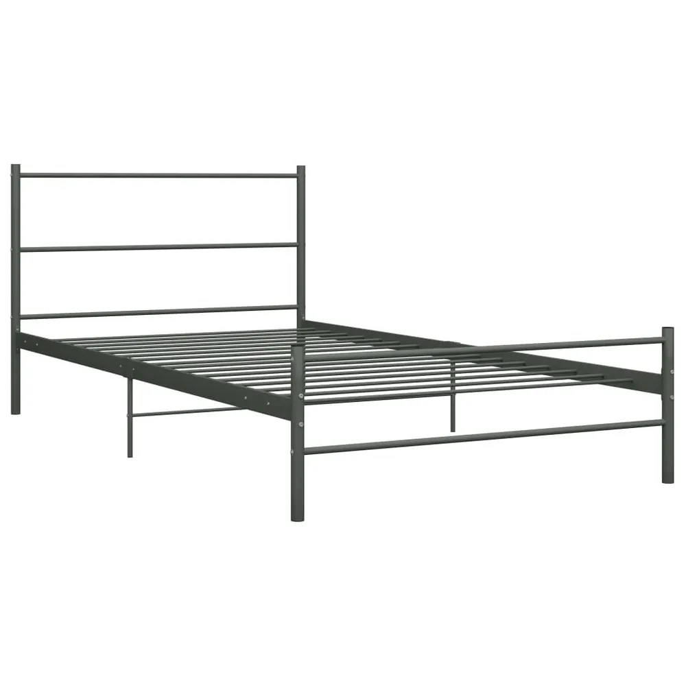 Estrutura de cama 100x200 cm metálico cinzento