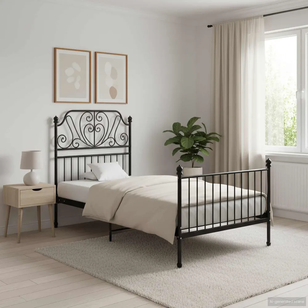 Estrutura de cama 100x200 cm metálico preto