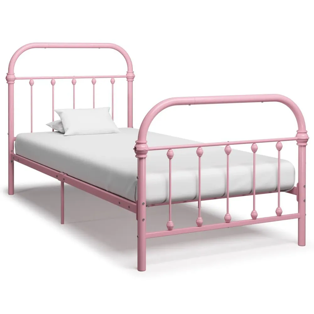 Estrutura de cama 100x200 cm metálico rosa
