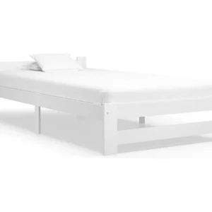 Estrutura de cama 100x200 cm pinho maciço branco