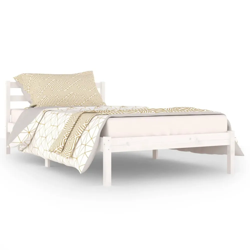 Estrutura de cama 100x200 cm pinho maciço branco