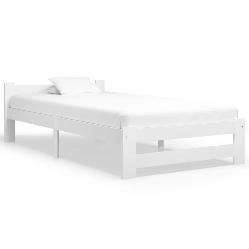 Estrutura de cama 100x200 cm pinho maciço branco