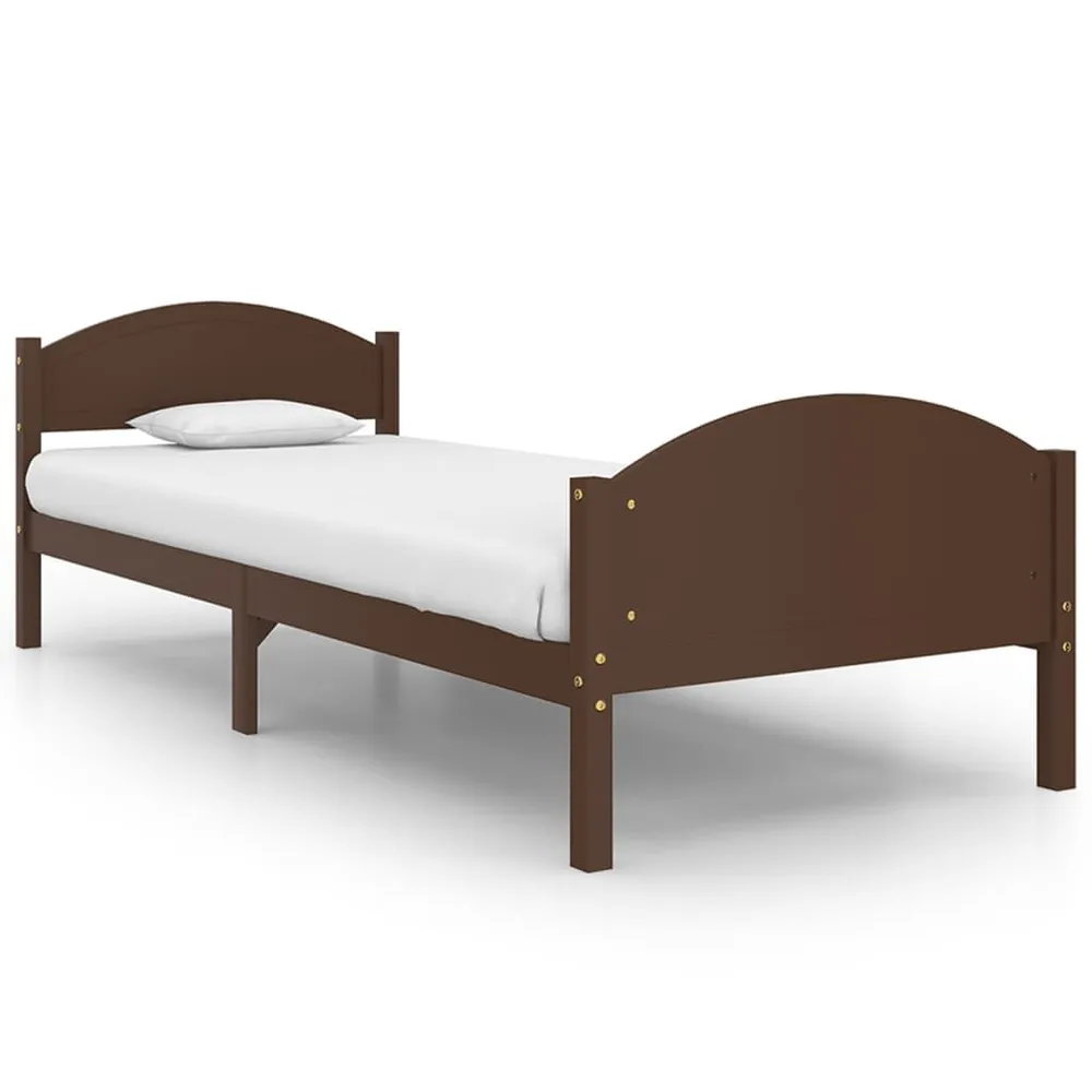 Estrutura de cama 100x200 cm pinho maciço castanho-escuro