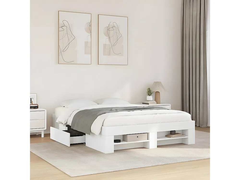 Estrutura de cama 120x190 cm derivados de madeira branco