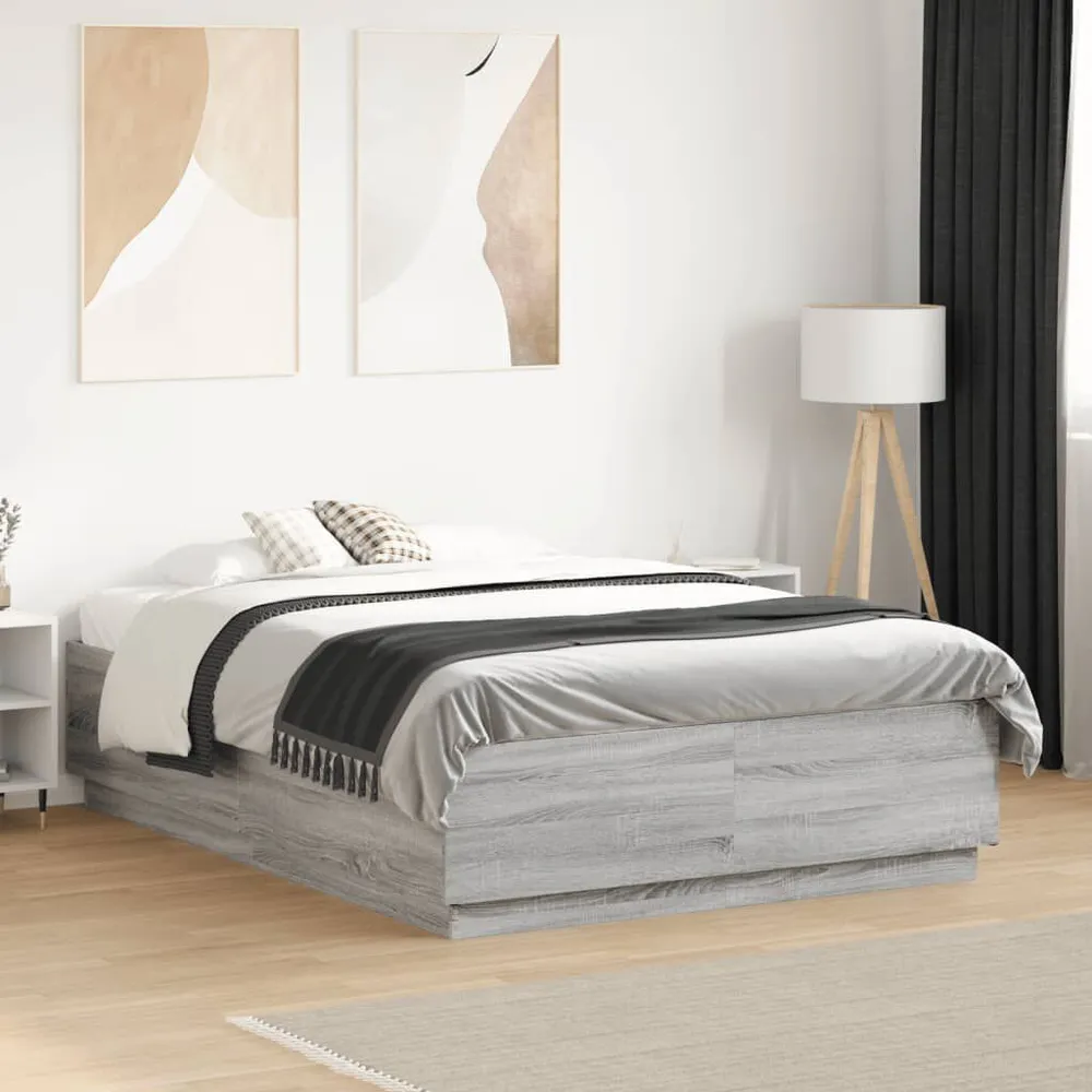 Estrutura cama 120x190 cm derivados de madeira cinzento sonoma