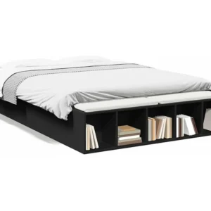 Estrutura de cama 120x190 cm derivados de madeira preto