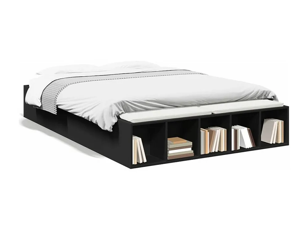 Estrutura de cama 120x190 cm derivados de madeira preto