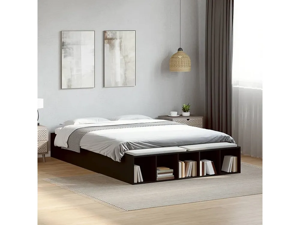Estrutura de cama 120x190 cm derivados de madeira preto
