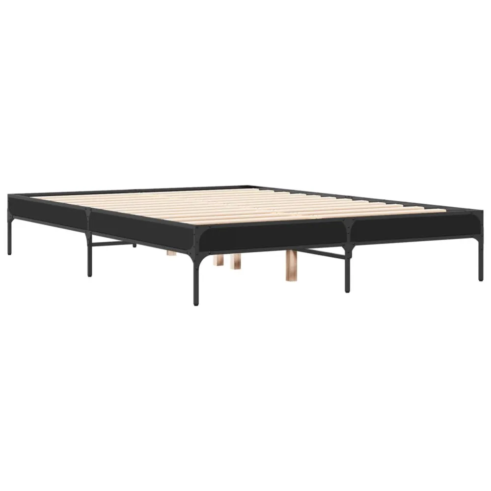 Estrutura de cama 120x190 cm derivados de madeira/metal preto