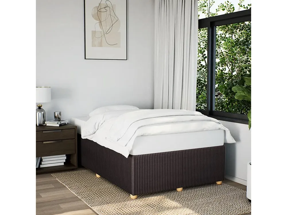 Estrutura de cama 120x190 cm tecido castanho-escuro