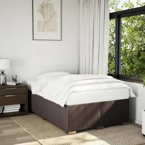 Estrutura de cama 120x190 cm tecido castanho-escuro