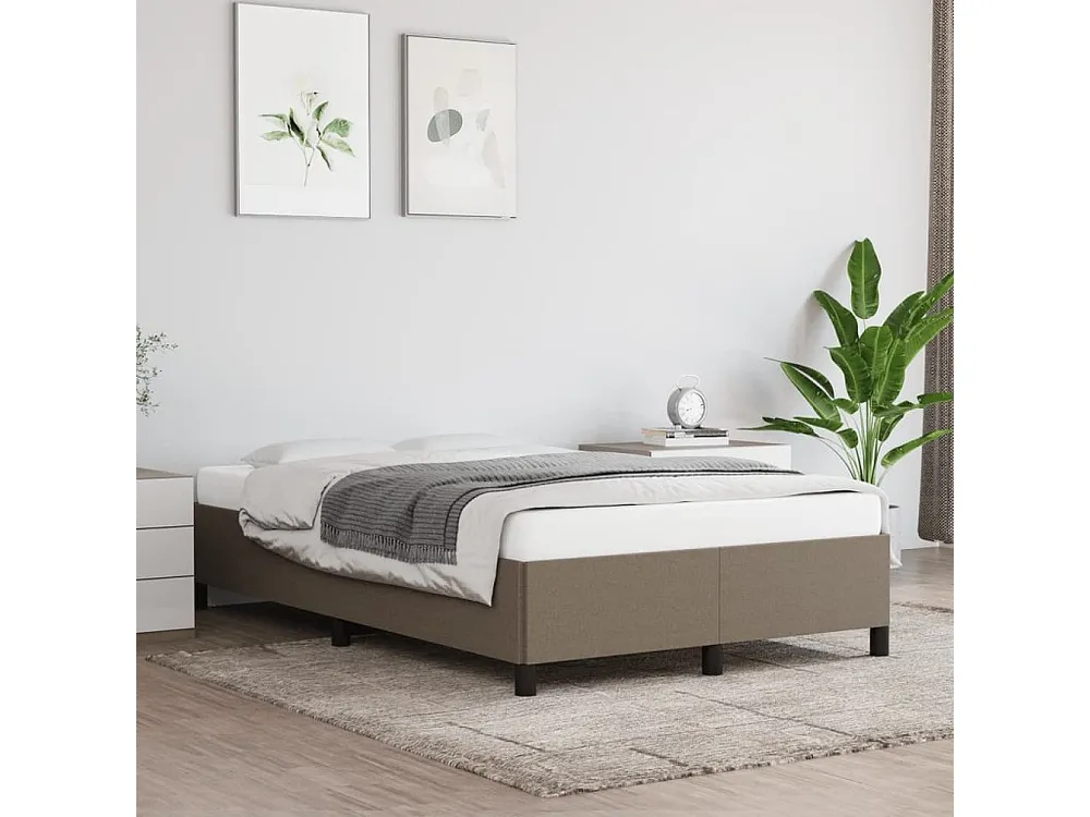 Estrutura de cama 120x190 cm tecido cinzento-acastanhado