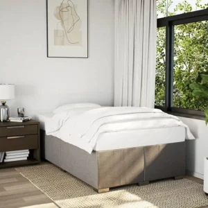 Estrutura de cama 120x190 cm tecido cinzento-acastanhado