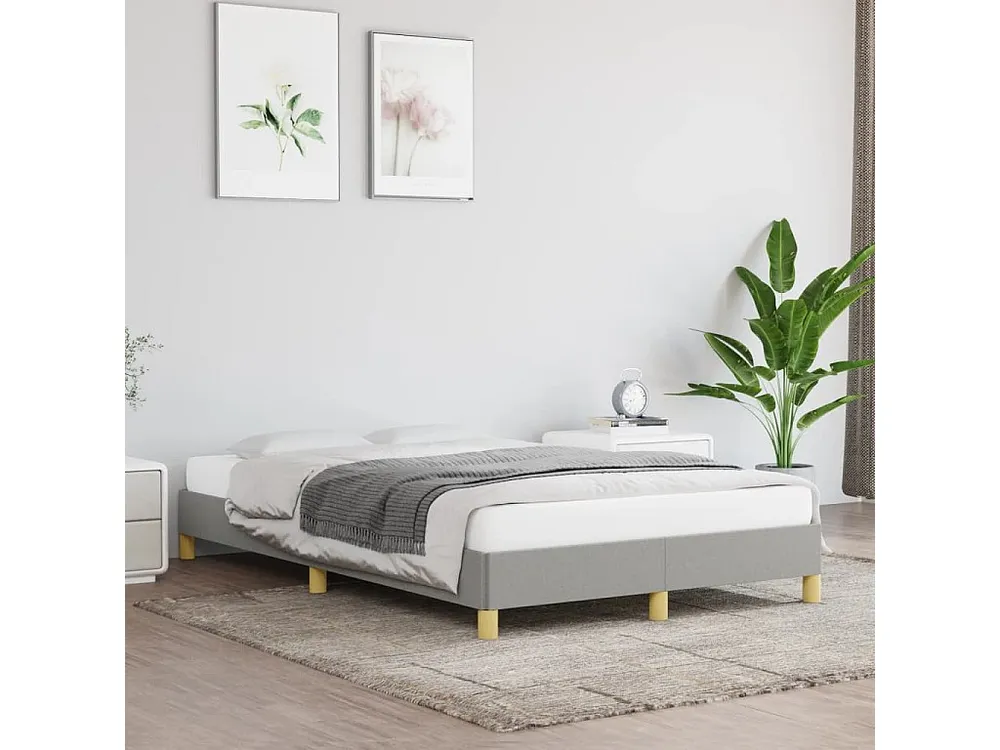 Estrutura de cama 120x190 cm tecido cinzento-claro
