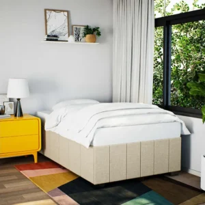 Estrutura de cama 120x190 cm tecido cor creme