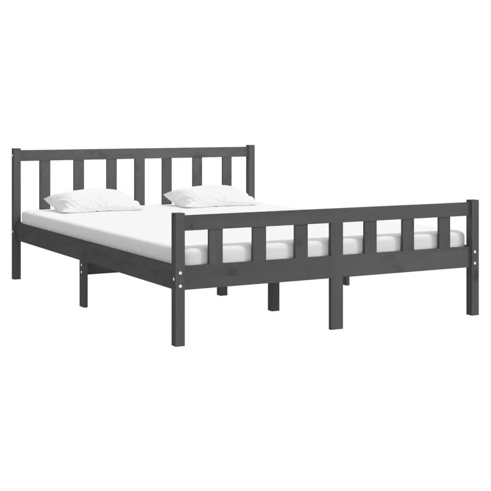Estrutura de cama 120x200 cm madeira maciç cinzento