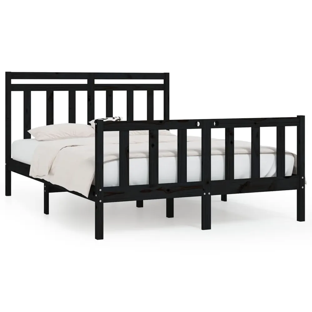 Estrutura de cama 120x200 cm madeira de pinho maciç preto