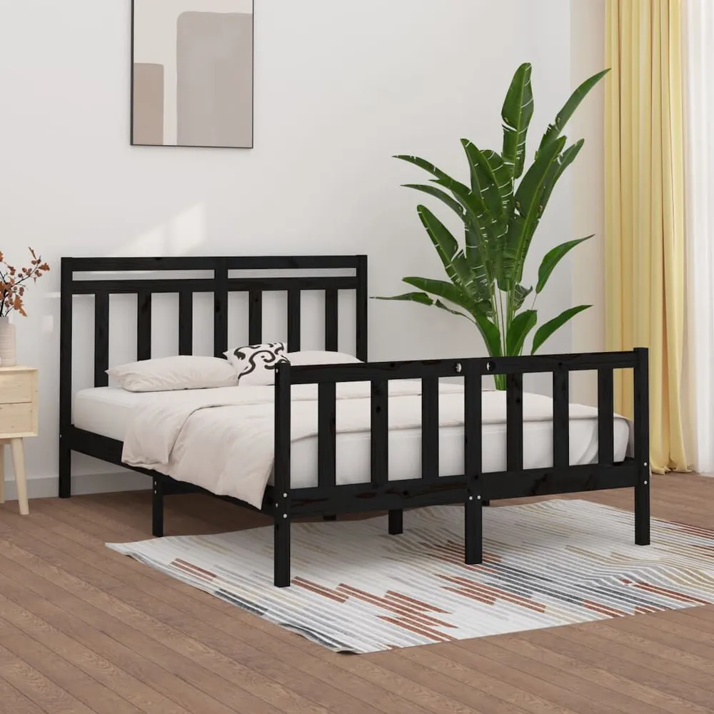Estrutura de cama 120x200 cm madeira de pinho maciç preto