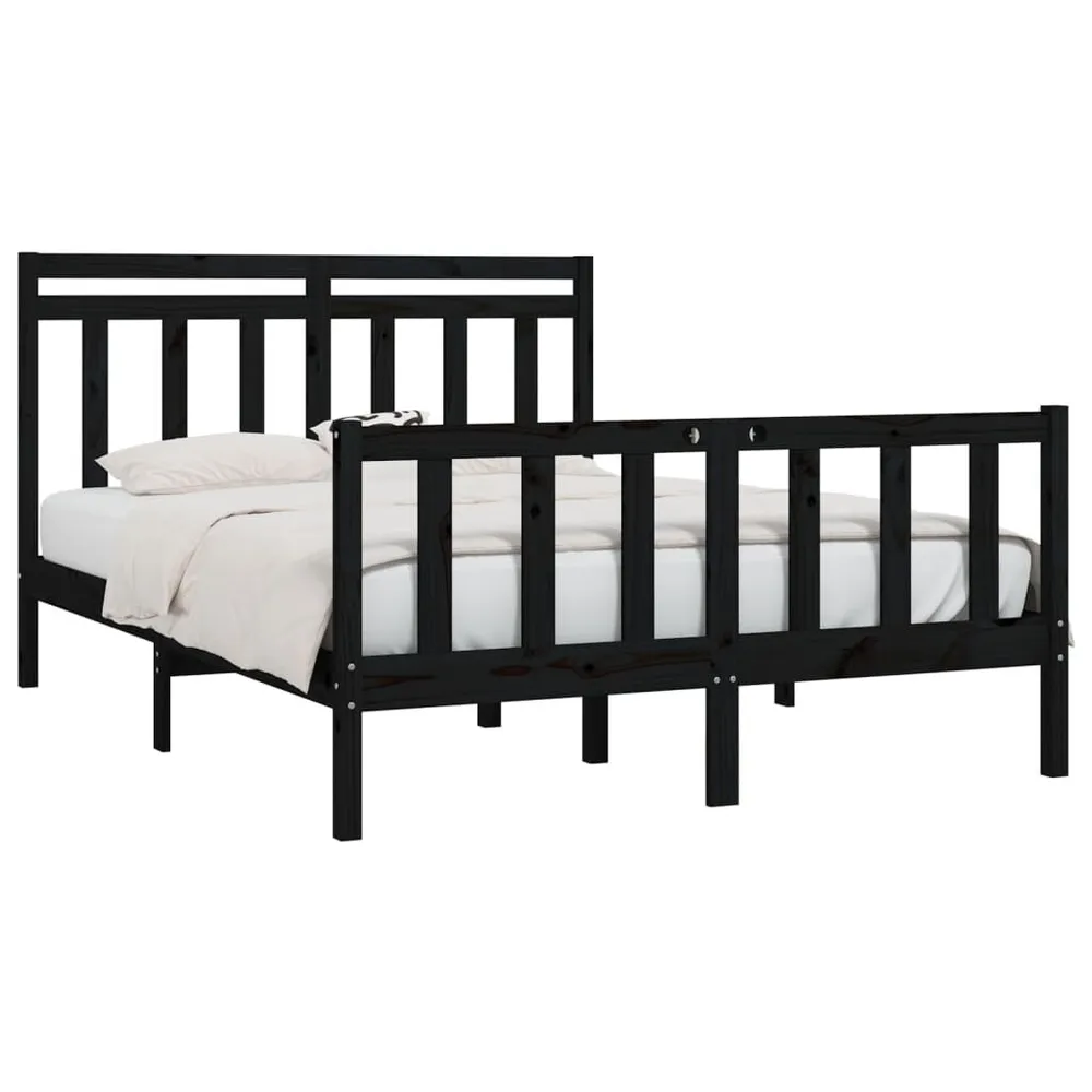 Estrutura de cama 120x200 cm madeira de pinho maciç preto