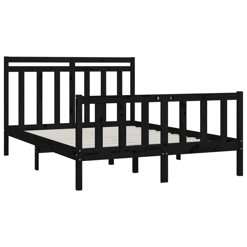 Estrutura de cama 120x200 cm madeira de pinho maciç preto