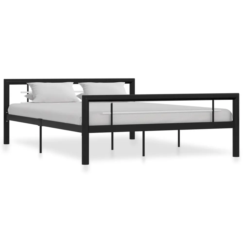 Estrutura de cama 120x200 cm metálico preto e branco