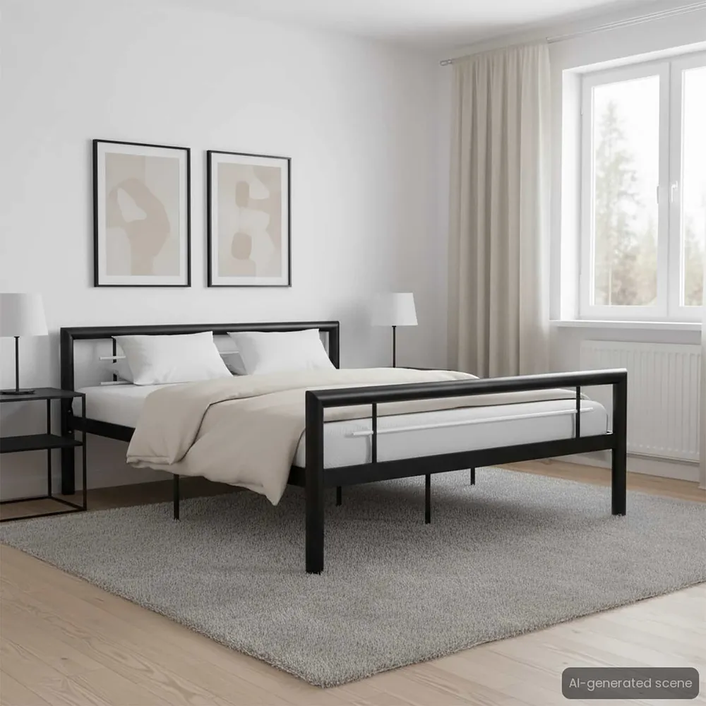 Estrutura de cama 120x200 cm metálico preto e branco