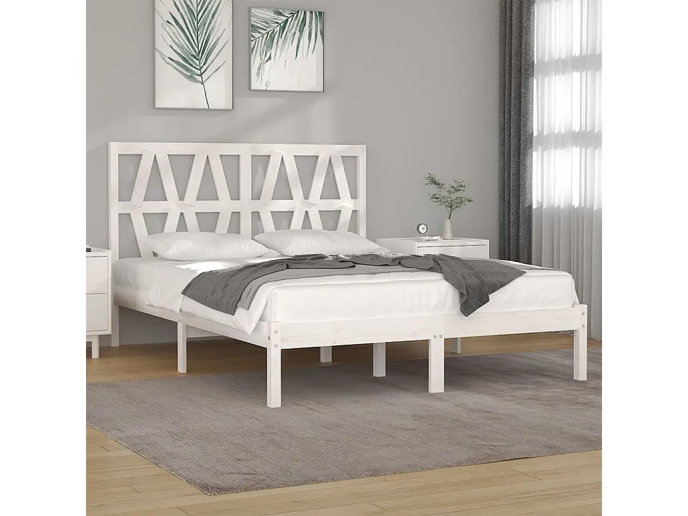 Estrutura de cama 120x200 cm pinho maciço branco