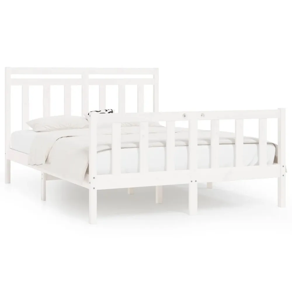 Estrutura de cama 120x200 cm pinho maciço branco