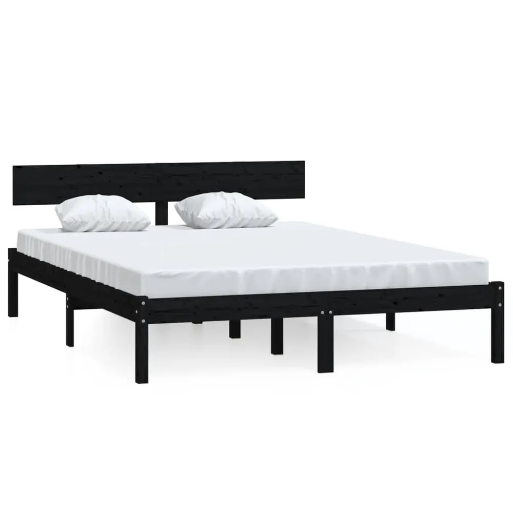 Estrutura de cama 120x200 cm pinho maciço preto