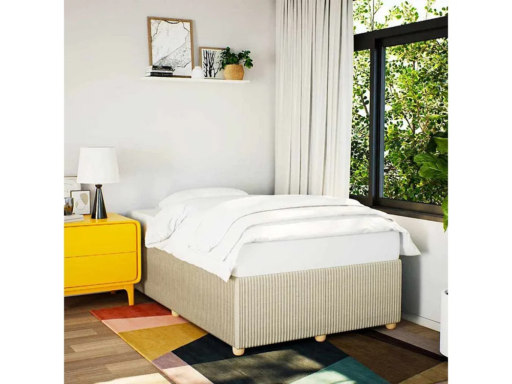 Estrutura de cama 120x200 cm tecido cor creme
