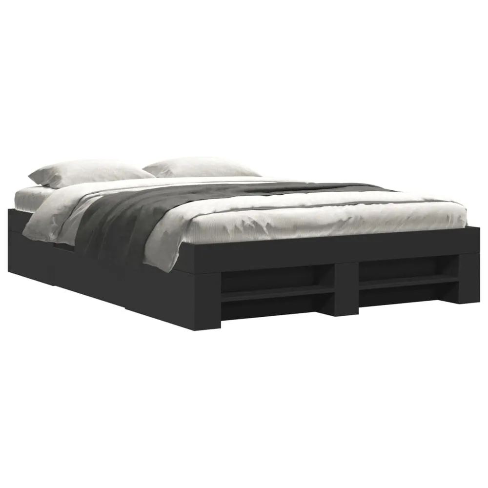 Estrutura de cama 135x190 cm derivados de madeira preto